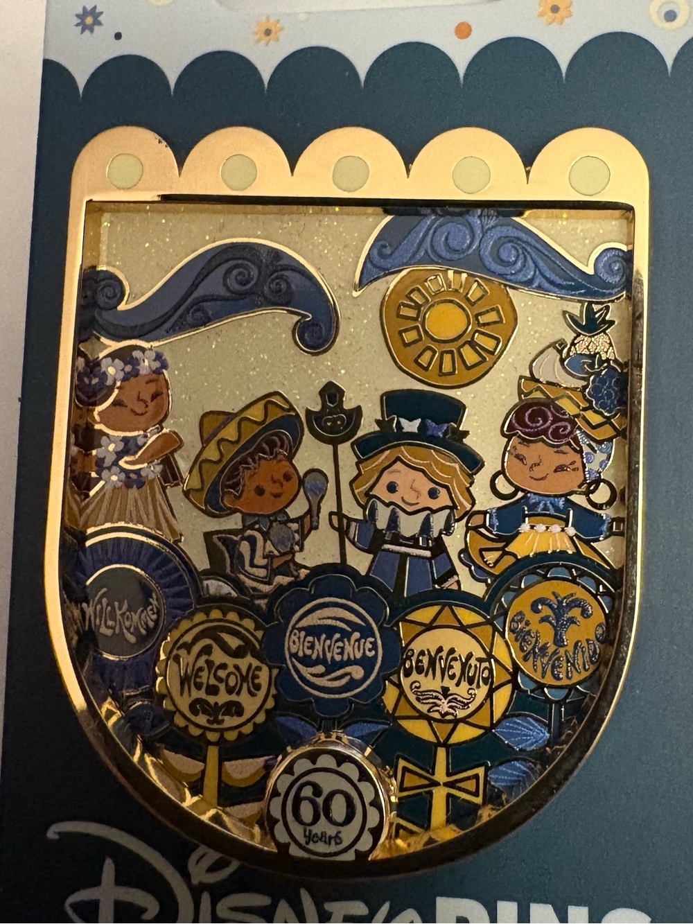 2026 It's A Small World 60th Anniversary Hello Signs Shield LE 3000 Disney Pin